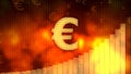 Golden euro sign, currency growth graph on background, financial crisis averted