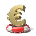 Golden euro sign in lifebuoy 3D