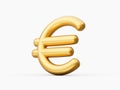 Golden euro sign rounded on white background 3d Illustration Royalty Free Stock Photo