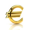 Golden euro sign on white Royalty Free Stock Photo