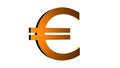 Golden Euro sign on white background. Currency. 3D render. Royalty Free Stock Photo