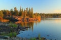 Yellowknife Sunset at Frame Lake, Northwest Territories, Canada Royalty Free Stock Photo