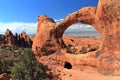 Double O Arch in Desert Landscape, Arches National Park, Utah Royalty Free Stock Photo