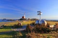 Fort Rodd Hill National Historic Site, Golden Evening Sun on Fisgard Lighthouse, Vancouver Island, British Columbia Royalty Free Stock Photo