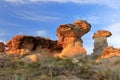 Dinosaur Provincial Park, Hoodoos in Evening Light in the Badlands of the Red Deer River, Alberta, Canada Royalty Free Stock Photo