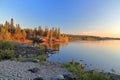 Yellowknife Sunset with Last Evening Light on the Shores of Frame Lake, Canadian Shield, Northwest Territories, Canada Royalty Free Stock Photo