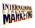 Golden extensive international marketing text on a white background