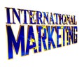 Golden extensive international marketing text on a white background