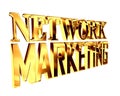 Golden extensive network marketing text on a white background