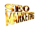 Golden extensive seo marketing text on a white background