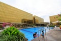 Golden exterior Building of Nobu hotel at City of Dreams in Manila Royalty Free Stock Photo