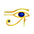 Golden eye of horus. Mystical egyptian god symbol