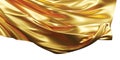Golden fabric flying in the wind isolated on white background 3D render