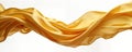 Golden fabric material flows in wind. Elegant, luxurious silk material. Dynamic, smooth movement. Generative illustration. Soft,