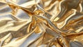 Golden fabric reflecting light creating abstract shapes