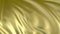 Golden fabric in slow motion. The fabric develops smoothly in the wind