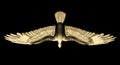 A golden falcon. Top view. 3D illustration