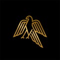 Golden falcon Vector logo design in luxury line outline style design Royalty Free Stock Photo