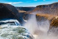 Golden Falls - The Spectacular Gullfoss Waterfalls of Iceland Royalty Free Stock Photo