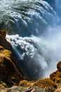 Golden Falls - The Spectacular Gullfoss Waterfalls of Iceland Royalty Free Stock Photo