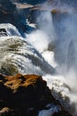 Golden Falls - The Spectacular Gullfoss Waterfalls of Iceland Royalty Free Stock Photo