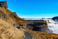 Golden Falls - The Spectacular Gullfoss Waterfalls of Iceland Royalty Free Stock Photo