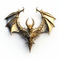 Golden Fantasy Bat Symbol - 3d Rendered Isolated Symbol