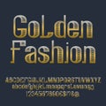 Golden Fashion font. Isolated capital and lowercase letters, numbers