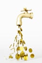 golden faucet isolated on white background