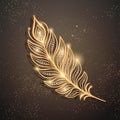 Golden feather brooch