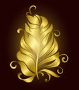 Golden Feather decorative bird on a black background Royalty Free Stock Photo