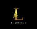 Golden Feather Letter L Luxury Brand Logo icon, vector design concept feather with letter for initial luxury business, firm, law