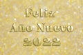 Golden `Feliz AÃÂ±o Nuevo 2022` text on festive background