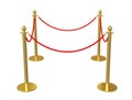 Golden fence, stanchion with red barrier rope