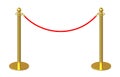 Golden fence, stanchion with red barrier rope