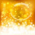 Golden festive Christmas background with snowflakes and sparkling lights, create by vector