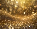 Golden festive glittery abstract shiny background with bokeh blurred light Royalty Free Stock Photo