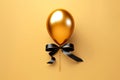 golden festive helium balloon with black bow template for anniversary Royalty Free Stock Photo