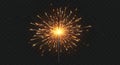Golden festive sparkler exploding on black background Royalty Free Stock Photo