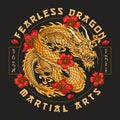 Golden fighting dragon colorful sticker