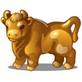 Golden figure of cow. Chinese horoscope symbol. Eastern astrology. Sculpture isolated on white background. Vector