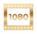 Golden film strip icon with 1080 centered on white background Royalty Free Stock Photo