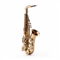 Golden Finish Saxophone On Isolated White Background Royalty Free Stock Photo