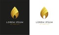 Golden fire flame or droplet icon Royalty Free Stock Photo