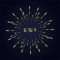 Golden Firework on gradient blue isolated over black backgroundHappy New year 2024 concepts for celebrations banner design Royalty Free Stock Photo