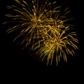 Golden fireworks on the black sky Royalty Free Stock Photo