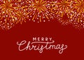 Golden fireworks border on red background - greeting card for Christmas design Royalty Free Stock Photo