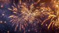 The Golden Fireworks Display.AI generated image Royalty Free Stock Photo