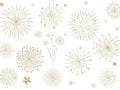 Golden fireworks display isolated on white background Royalty Free Stock Photo