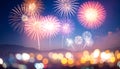 Golden Fireworks Display Over City Royalty Free Stock Photo